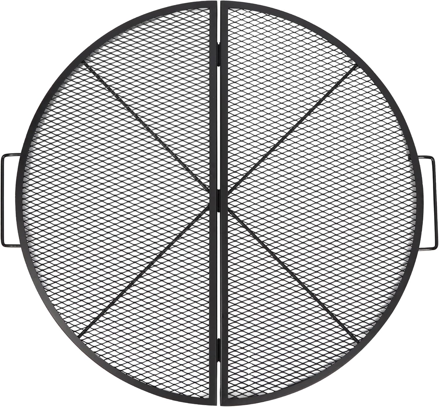 REDCAMP Foldable Fire Pit Cooking Grill Grate, Portable X-Marks Heavy Duty Steel Round Campfire BBQ Grill with Handle & Support Wire, Ideal for Outdoor Picnics & Gatherings, 36-Inch Black