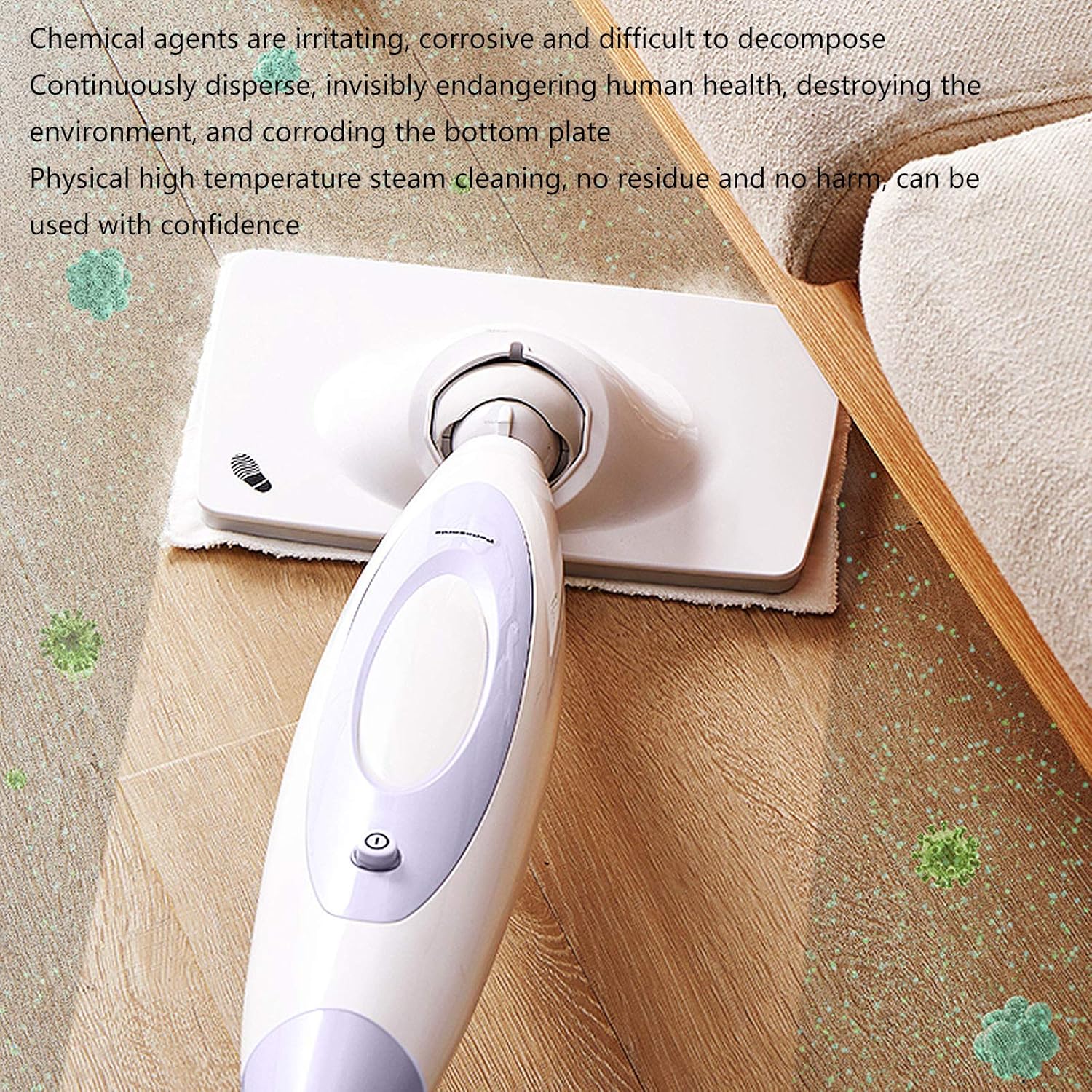 Wireless Steam Mop Floor Mop Steam Cleaner with Adjustable Steam Intensity Multifunctional Carpet Upright Cleaner Mop for Floor Cleaning Purple