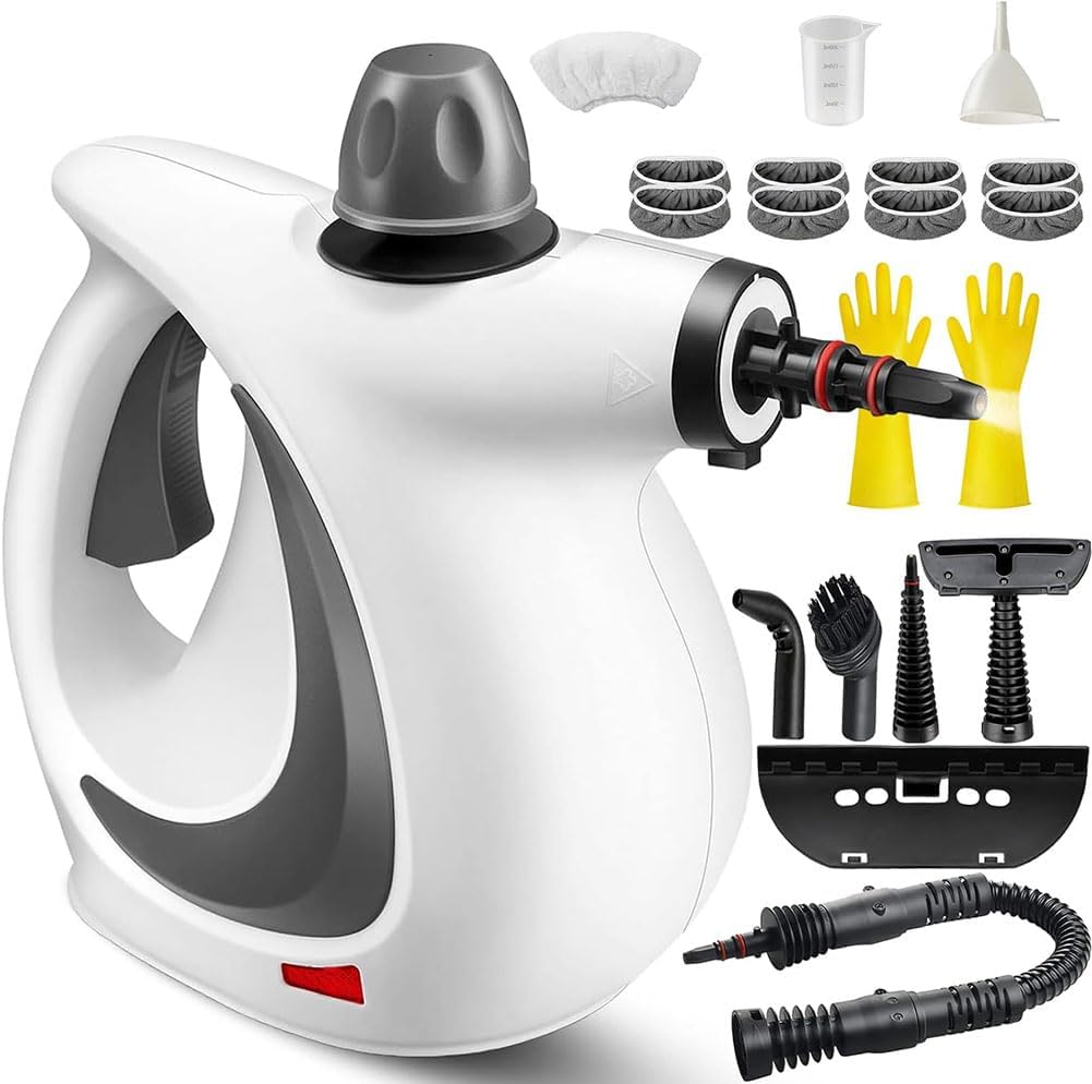 2025 Upgrade Saker Steam Cleaner Handheld, High Pressure Steamer for Home Cleaning, Furniture,Carpet, Car Interior, Kitchen, Tile Multiple Nozzles (1Set+8 Fiber Cloth,1set)