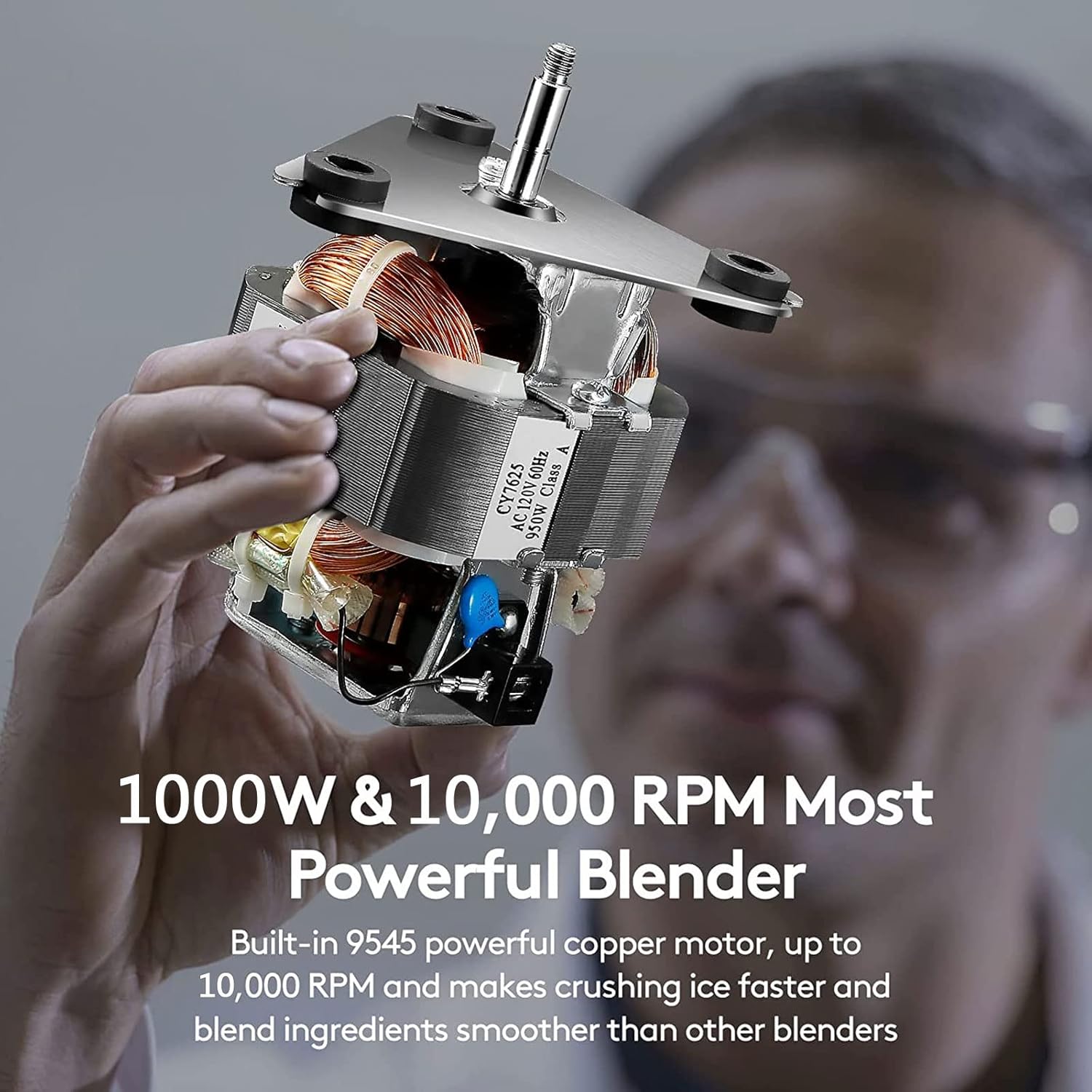 Blender Smoothie Maker, 1000W High Speed ​​Professional Smoothie Blender, Adjustable Speed, 1.5L Jar, Kitchen Professional Food Processor Blender (Yellow)