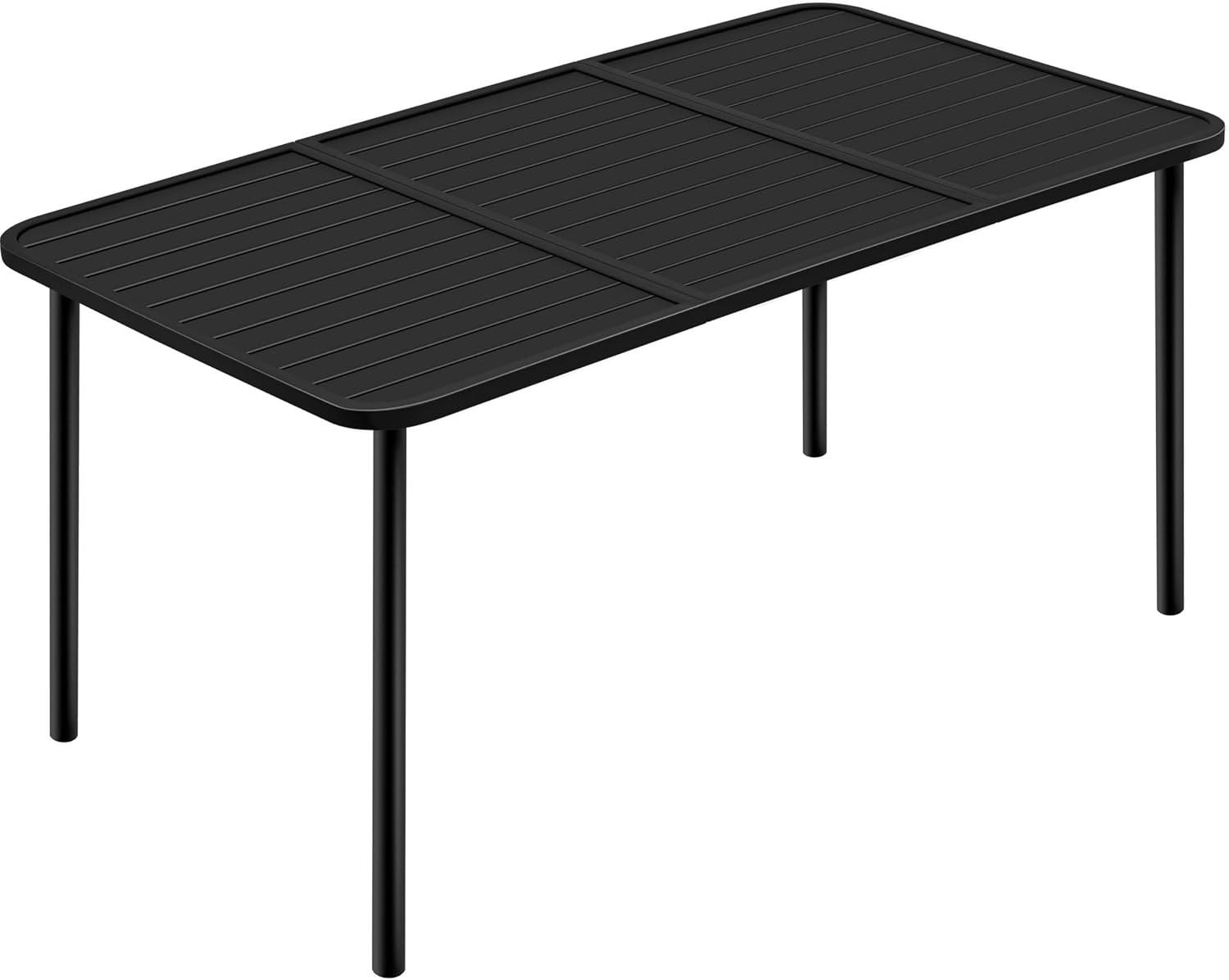 Yaheetech Outdoor Dining Table for 6 Person, Rectangular Slatted Metal Patio Table for Deck Garden Lawn Backyard Use, Black