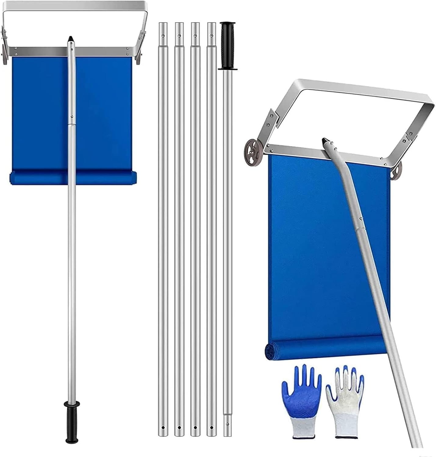 20 Feet Snow Roof Rake, Aluminium Snow Rake with Snow Slide and Telescoping Pole, Large Wheels, Anti-Slip Handle, Lightght Roof Rake for Clearing Roof, Vehicle Snow and Leaves