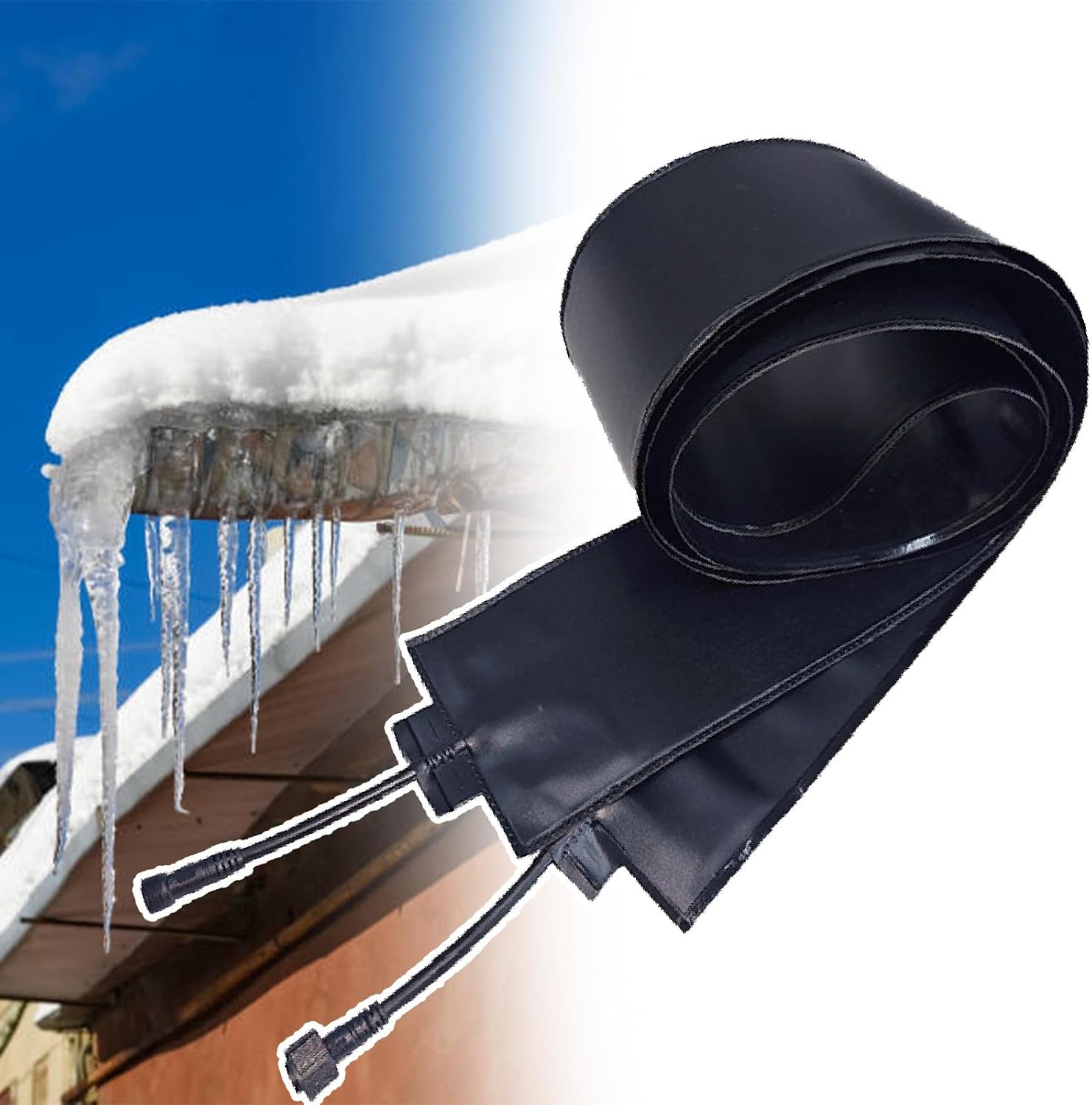 Snow And Ice Melting Mats For Roof And Gutters, 50℃/122℉ Pvc Flexible Roof Heat Tape, Roof And Valley Heater, Most Cold To -30℃, Electric Snow Melting Mats For Winter Snow Removal 760cm/24.9ft