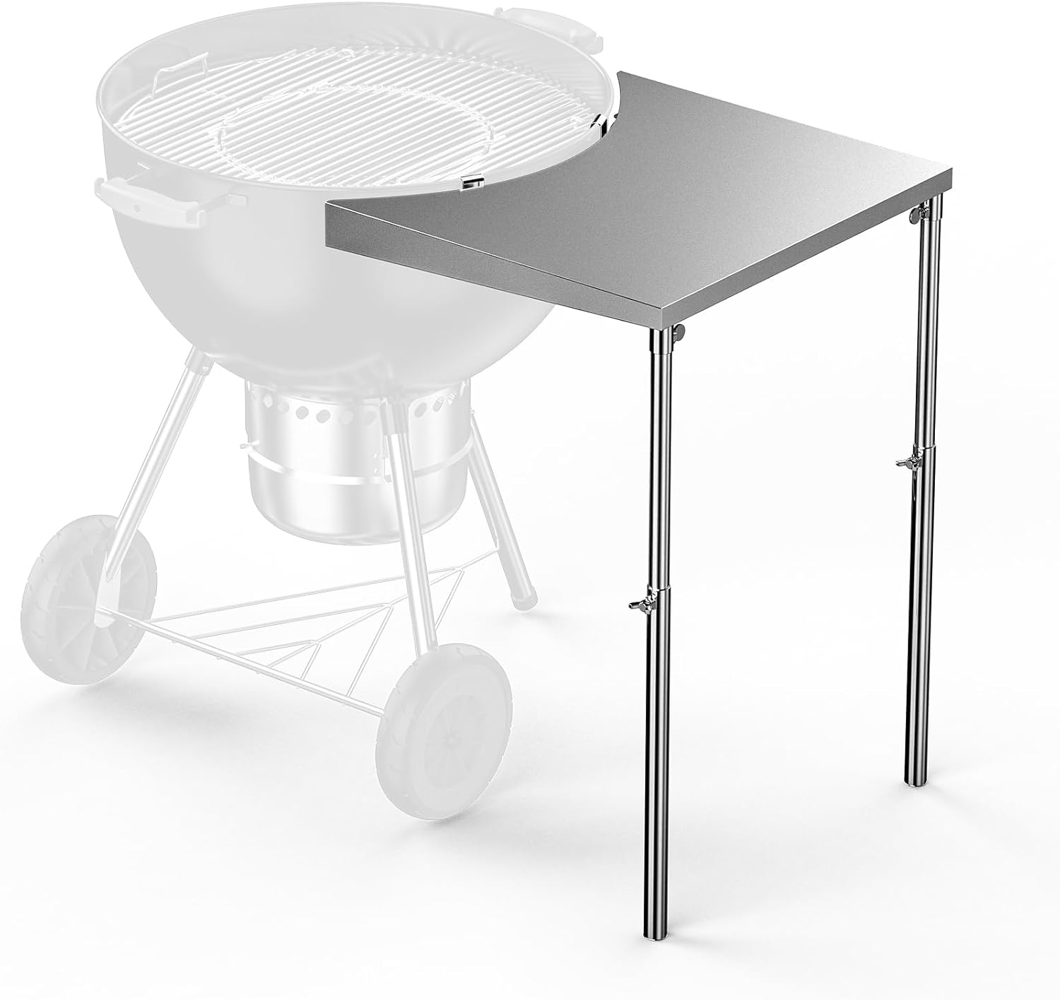 Charkettle Stainless Steel Kettle Grill Side Table/Shelf, Compatible with Weber 18