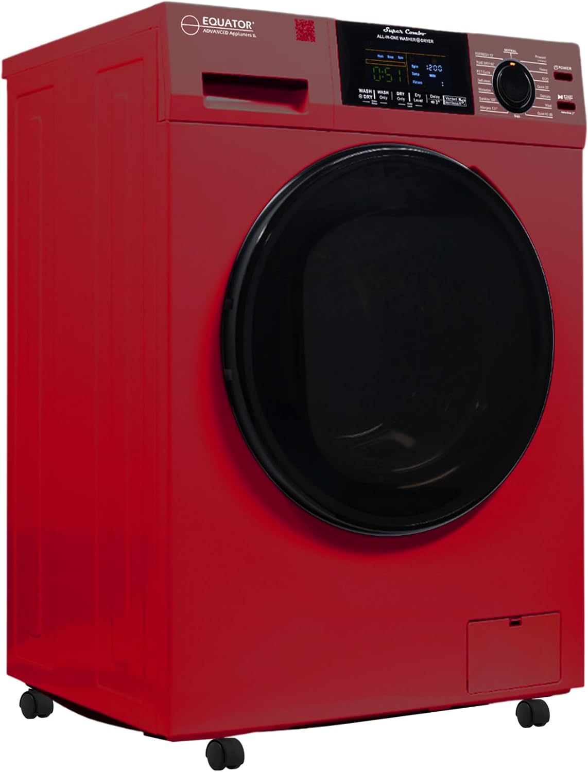 Equator All-in-One Washer Dryer VENTLESS/VENTED PET cycle 1.62cf/15lbs+Portability Kit in White (MERLOT)