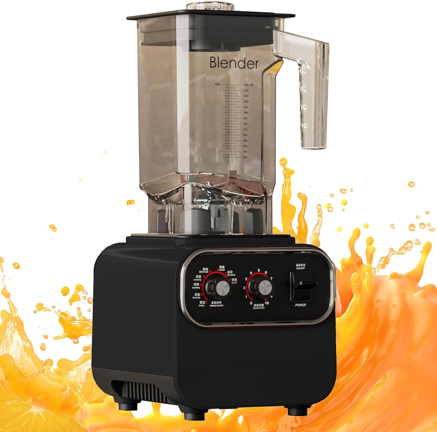 Professional Commercial Blender 1600W, 2L BPA-Free Jar, High-Speed Blenders For Shakes And Smoothies, Variable Speed, Self-Cleaning (Color : Black, Size : 220V)
