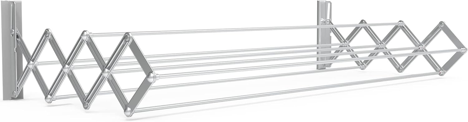 Juwel Ruckzuck 60 Clothes Drying Length 4.9m, Extendible Wall Dryer, Width 60cm, Max. Maximum Load: 20 kg: 40130, Silver, 4,9 Meter