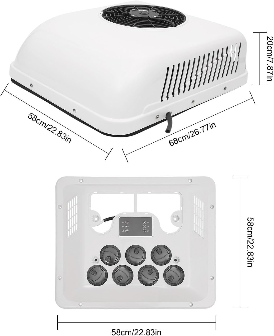 12V RV Air Conditioner Electric Rooftop AC Unit Cooling and Heating 2 in 1 Function Truck A/C Air Conditioning For Trucks, RVs, Ambulances, Buses, Excavators, Engineering Vehicles