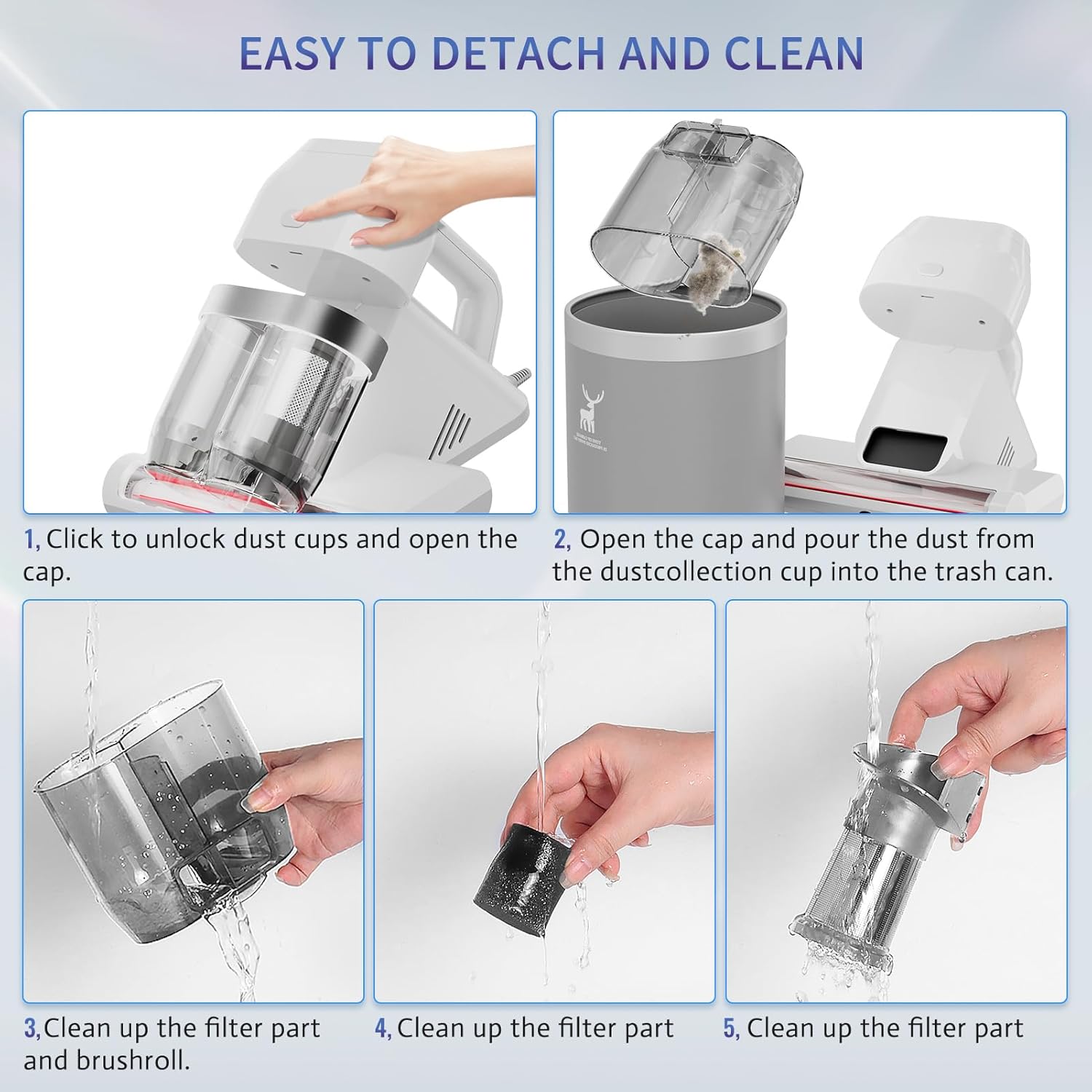 Mattress Vacuum Cleaner, Bed Vacuum Cleaner with UV & Ultrasonic, 16Kpa Suction Handheld Bed Vacuums with High Heating Tech, Effectively Clean Up Bed, Pillows, Sofas, Carpets, 550W