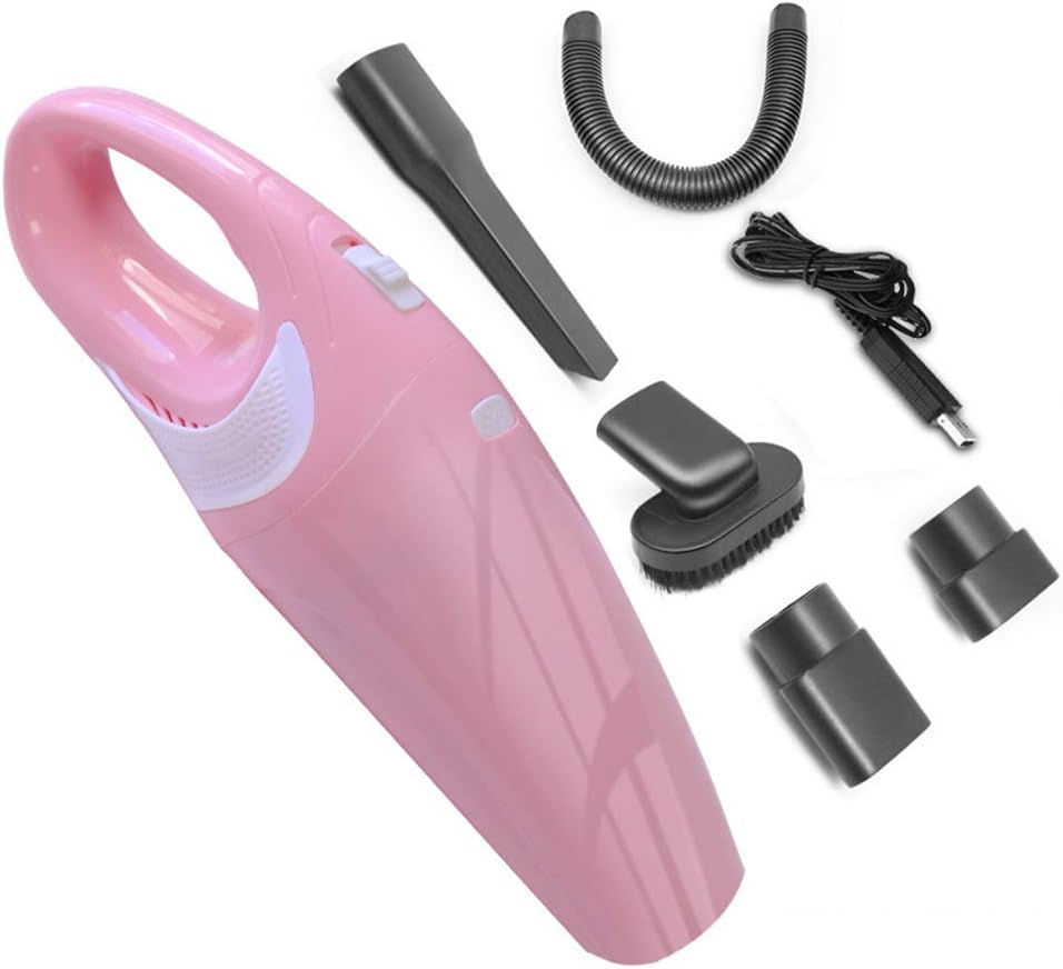 Portable Handheld Vacuum Cleaner, Rechargeable Quick USB Charge, HEPA Filter, Car Vacuum Cleaner for Pet Hair, Home,Black (Pink)