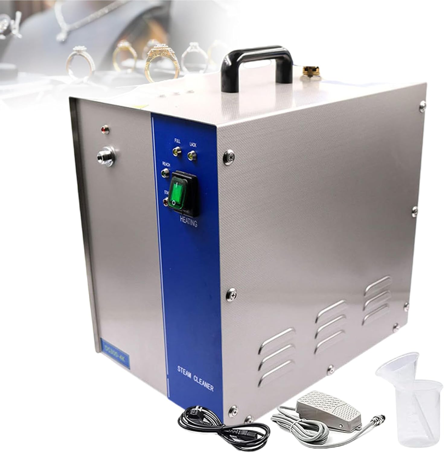 Gold Silver Jewelry Cleaner Steam Device with Footswitch and Exhaust Nozzle 1300w/2200w | Gemstone Steam Cleaner Stainless Steel Gemstone Cleaning Steamer 135°C,4L