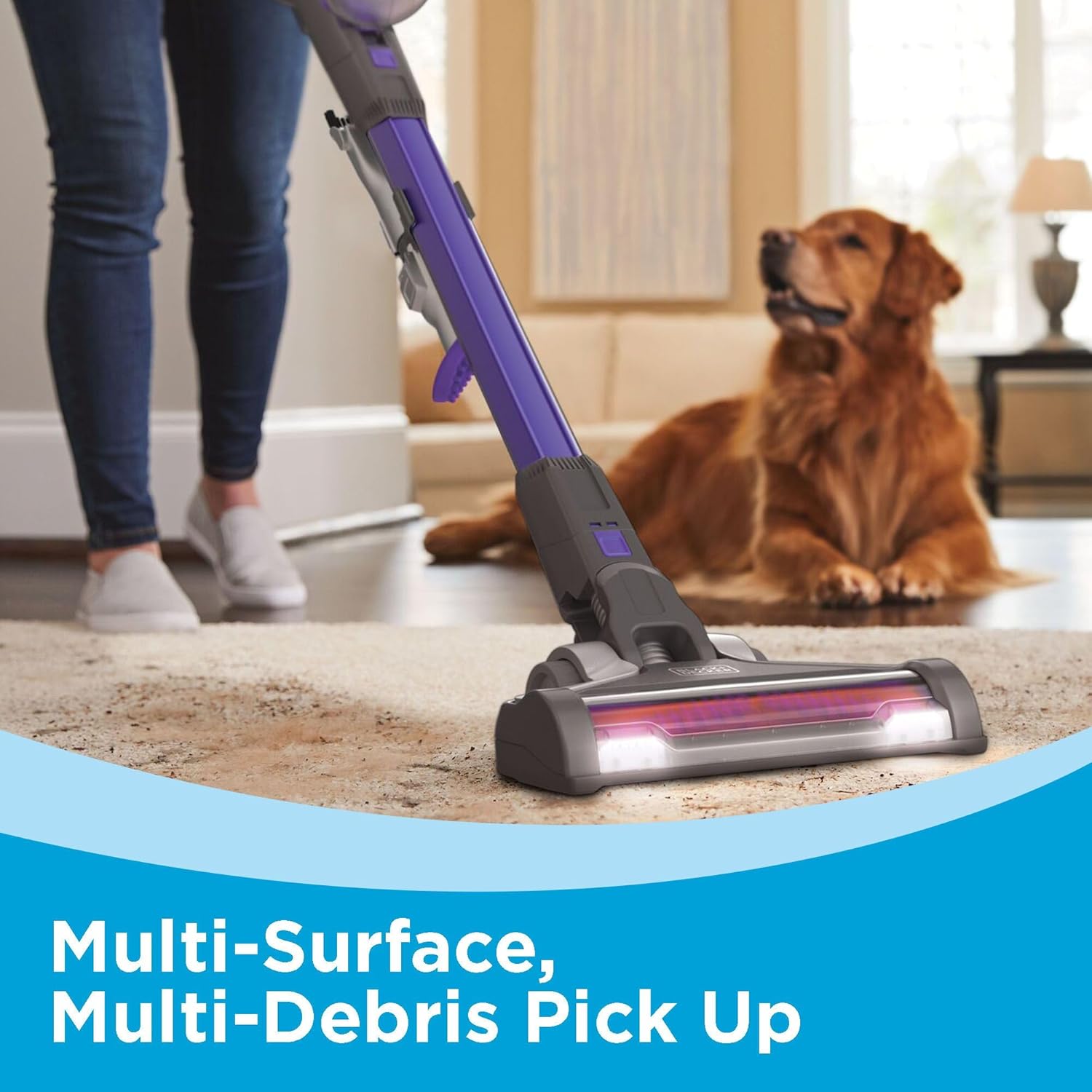 BLACK+DECKER Pet Hair Vacuum, Cordless Vacuum Cleaner Pet Hair, Up to 55 Minutes of Runtime, Interchangeable Floorhead, Maximum Suction, Multi-Surface, Light Weight, Powerseries Extreme (BSV2020P)