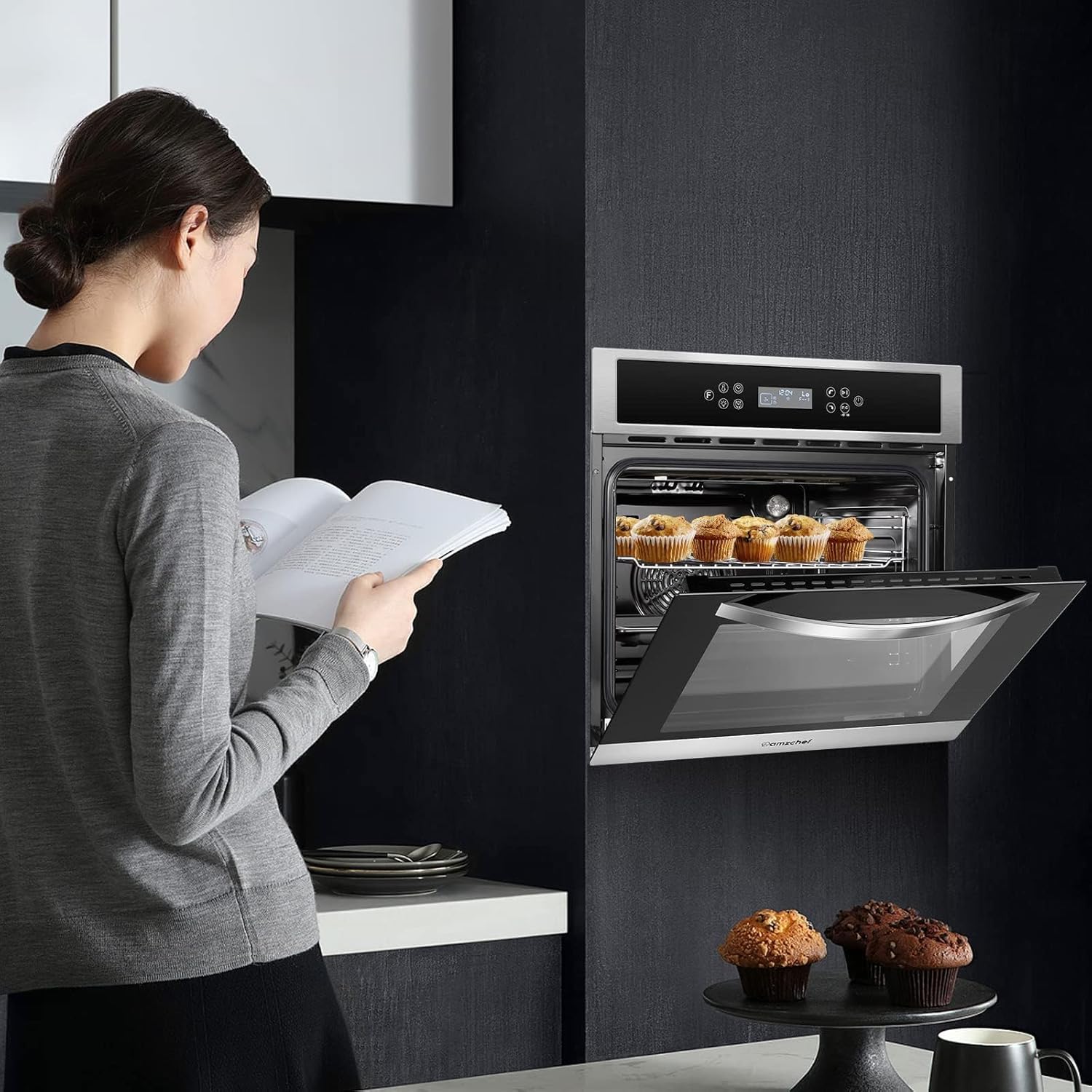 AMZCHEF Single Wall Oven 24