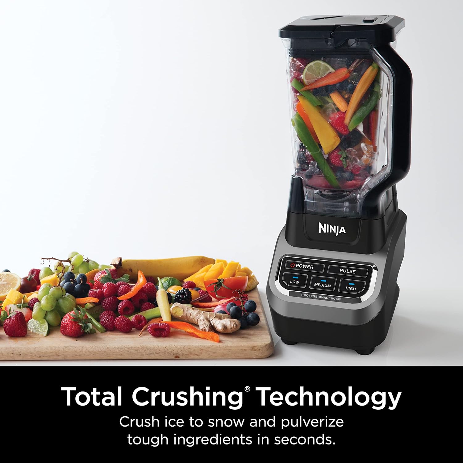 Ninja Professional Blender 1000W, Total Crushing Technology- Smoothies, Ice Crushing & Frozen Fruit, Full-Size Countertop Blender, 72-oz. Pitcher, Black & Grey, BL610