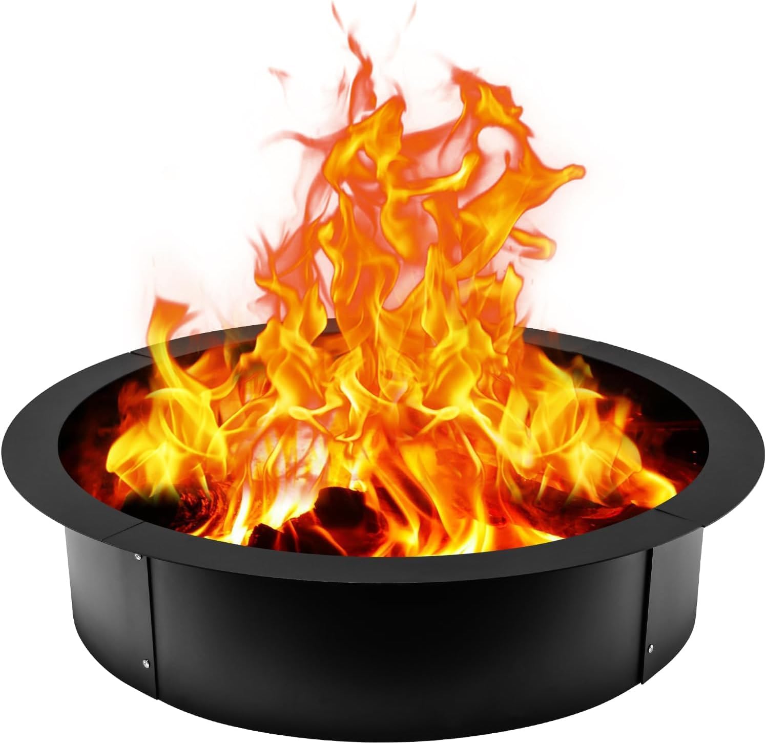 Fire Pit Ring Insert for Outdoor Wood Burning, Heavy-Duty Steel Firepit Liner for Above or In-Ground DIY Camping, Garden, Patio and Backyard Use