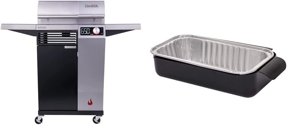 Char-Broil 22652143 Edge Electric Grill & 9328812P06 Aluminum Disposable Grill Drip pan, (10-Pack), Silver