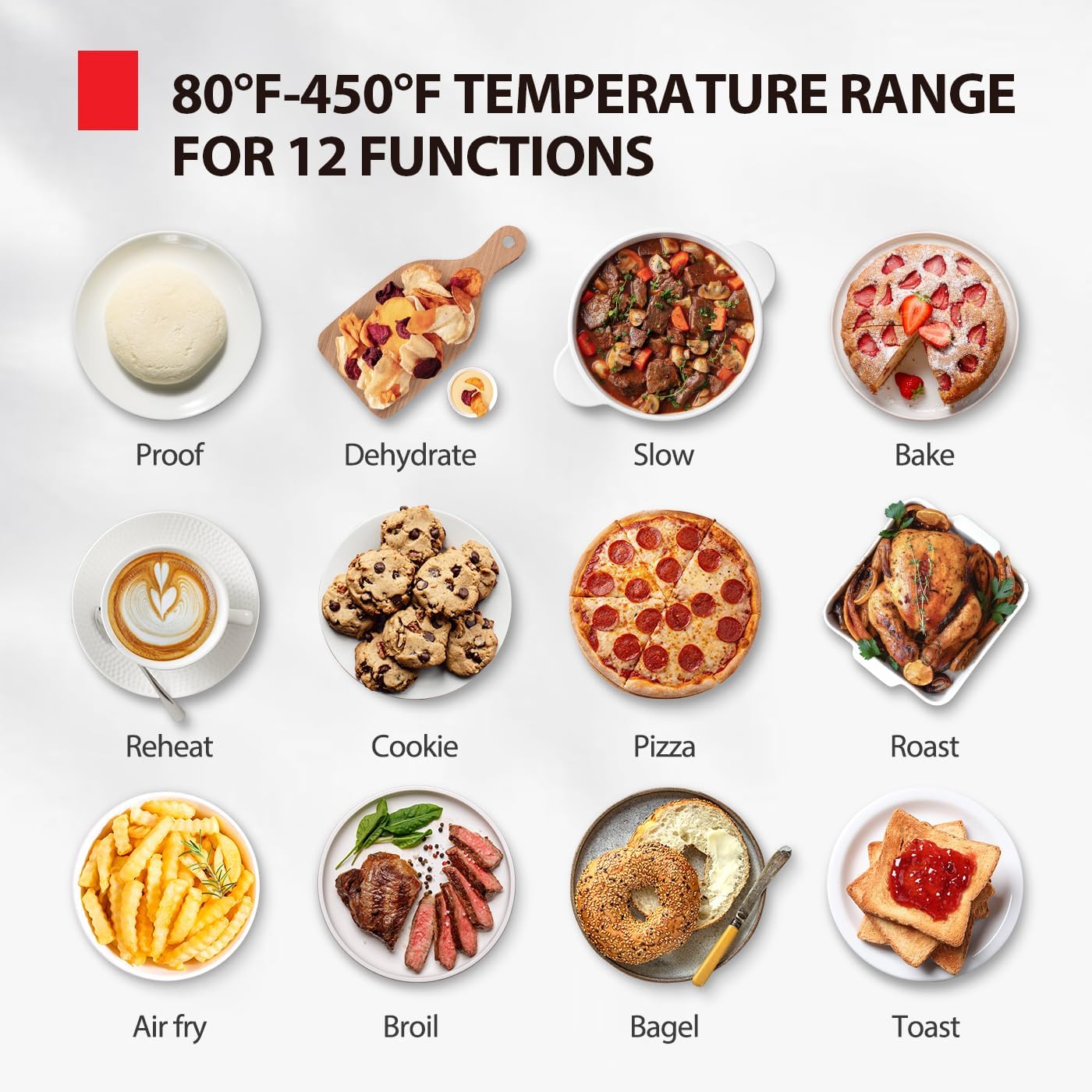 TOSHIBA ChefFry Air Fryer Toaster Oven Combo, 12-in-1 Convection Countertop Oven, 34QT / 32L Large Capacity, 1750W, Master Pizza Modes Design with Exclusive Dual-Temp Tech