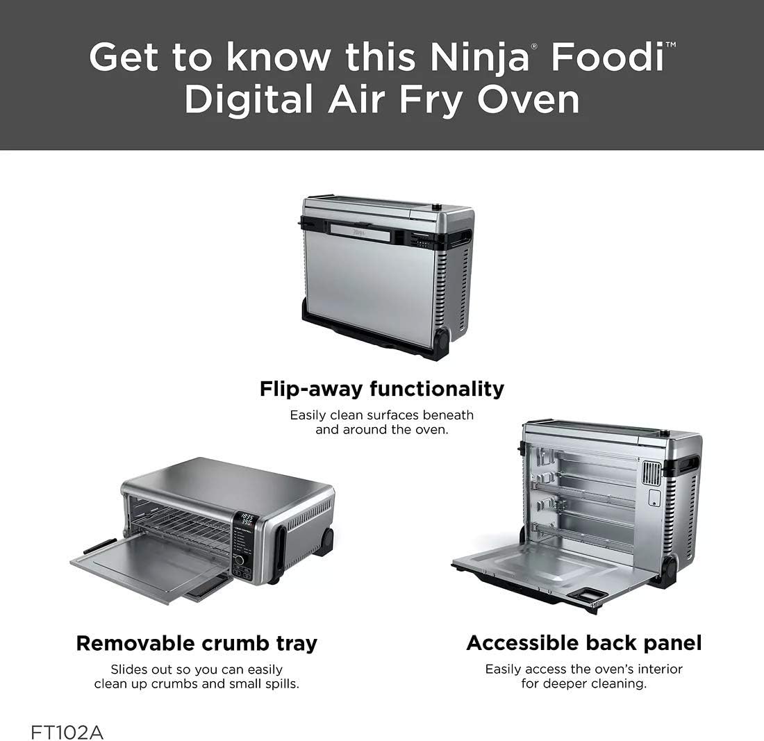 Ninja Foodi 9-in-1 Digital Oven Air Fry, Air Roast/ Broil, Bake, Bagel, Toast, Dehydrate, Keep Warm, and Reheat - Stainless Steel