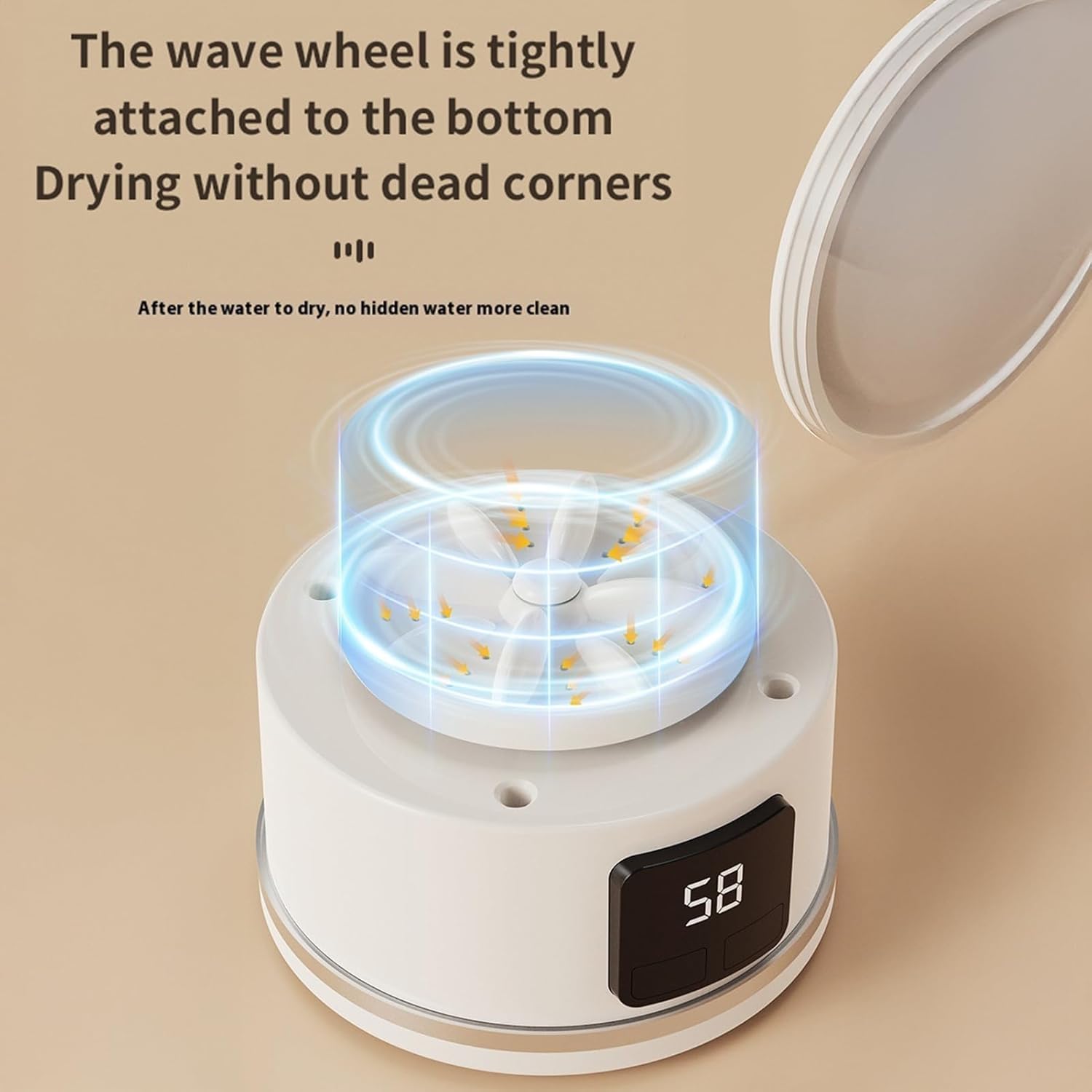 Mini Portable Washing Machine for Underwear – Rechargeable Travel Washer with LED Display, Compact Laundry Cup Washing Machine for Small Clothes, Home or Camping Use (White)