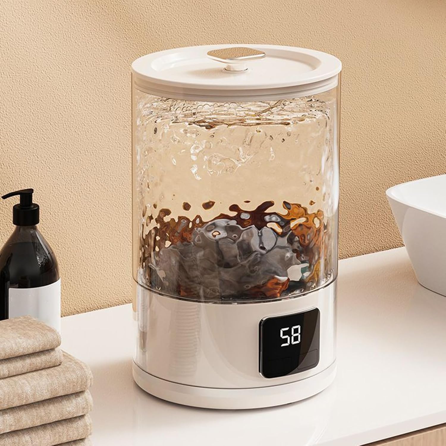 Travel Washing Machine - Portable Spin Washer, Compact Wash Tub | Compact Laundry Device With Basket Drain Feature For Travel Undergarments Socks And Camping Use, Foldable Washer For Dorm Life