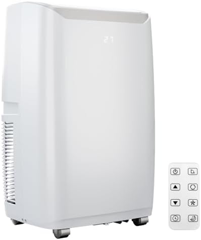 Portable Air Conditioners, 14000 BTU for Rooms Up to 750 Sq.Ft. 3-In-1 Portable AC with Fast Cooling, Dehumidifying, Three-Speed Fan, Features a 24-Hour Timer, Remote Control, Quiet Operation, White