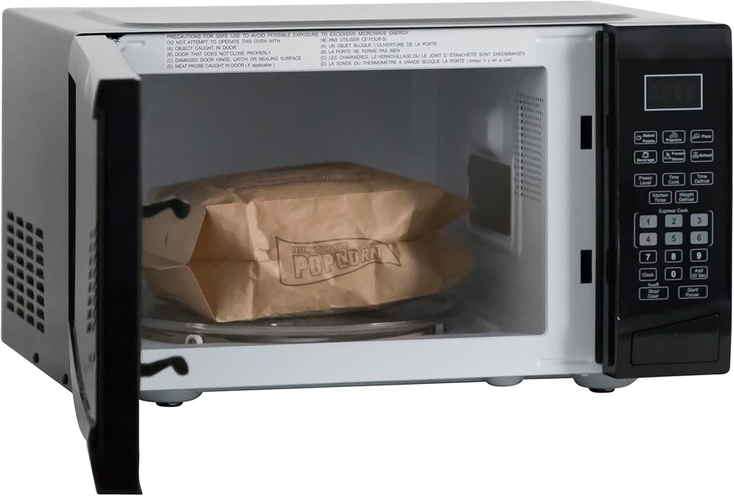 West Bend WBMW92B Microwave Oven 900-Watts Compact with 6 Pre Cooking Settings, Speed Defrost, Electronic Control Panel and Glass Turntable, Black