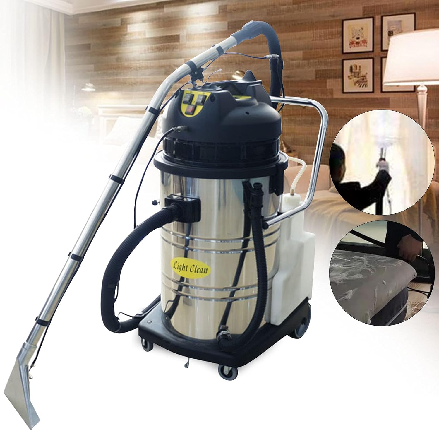 60l/15.85gal Cleaning Machine,3 in 1 Carpet Extractor,Silent Cleaning Machine with Water and Dust Suction Tool, 2㎡/Min Cleaning Speed