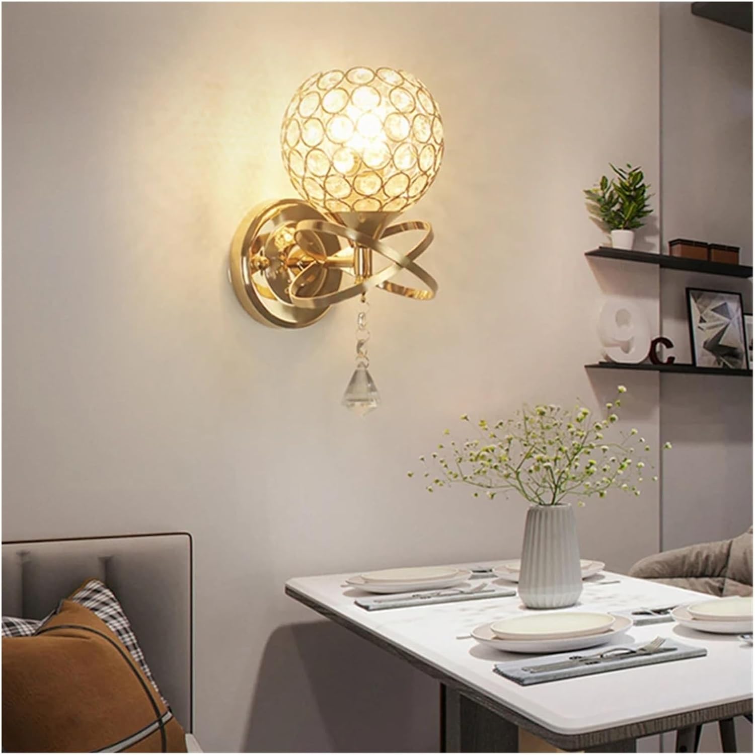 Modern Wall Lamp Crystal Sconce Light Fixture E27 Bedside Retro Industrial Home Living Room Bedroom Lighting Decor Luxury,Household
