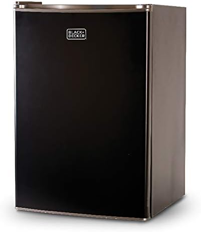 BLACK+DECKER BCRK25B Compact Refrigerator Energy Star Single Door Mini Fridge with Freezer, 2.5 Cubic Feet, Black & TOSHIBA EM131A5C-SS Countertop Microwave Ovens 1.2 Cu Ft, 12.4