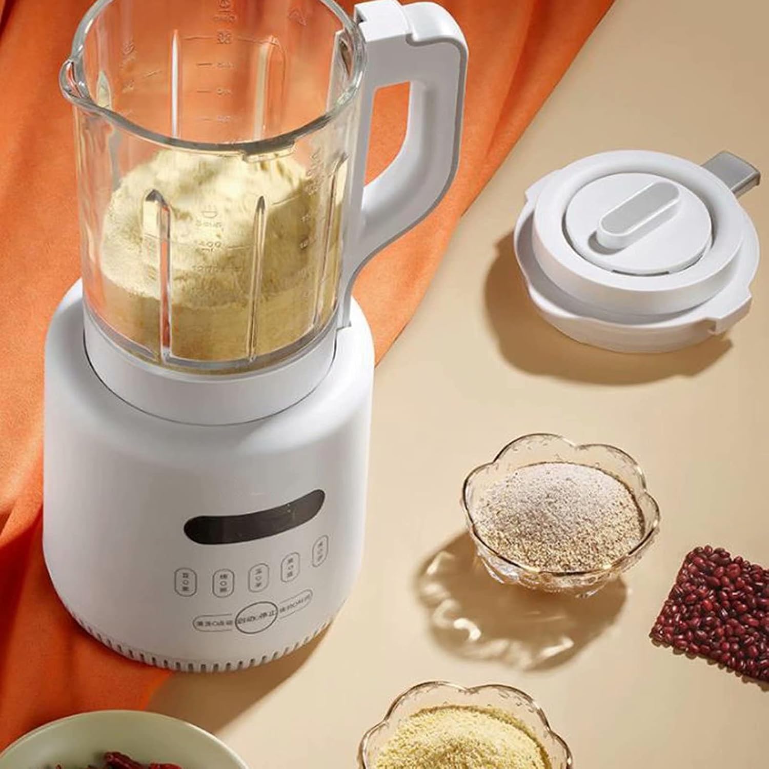 Multi Blender Juicer Food Processor with Glass Jar & A Grinder Strong Housing Smoothie Maker 1.75L Glass Jar Removable Filling Cap for Easy Filling Ice Crushing Function,White-26 * 30 * 40CM