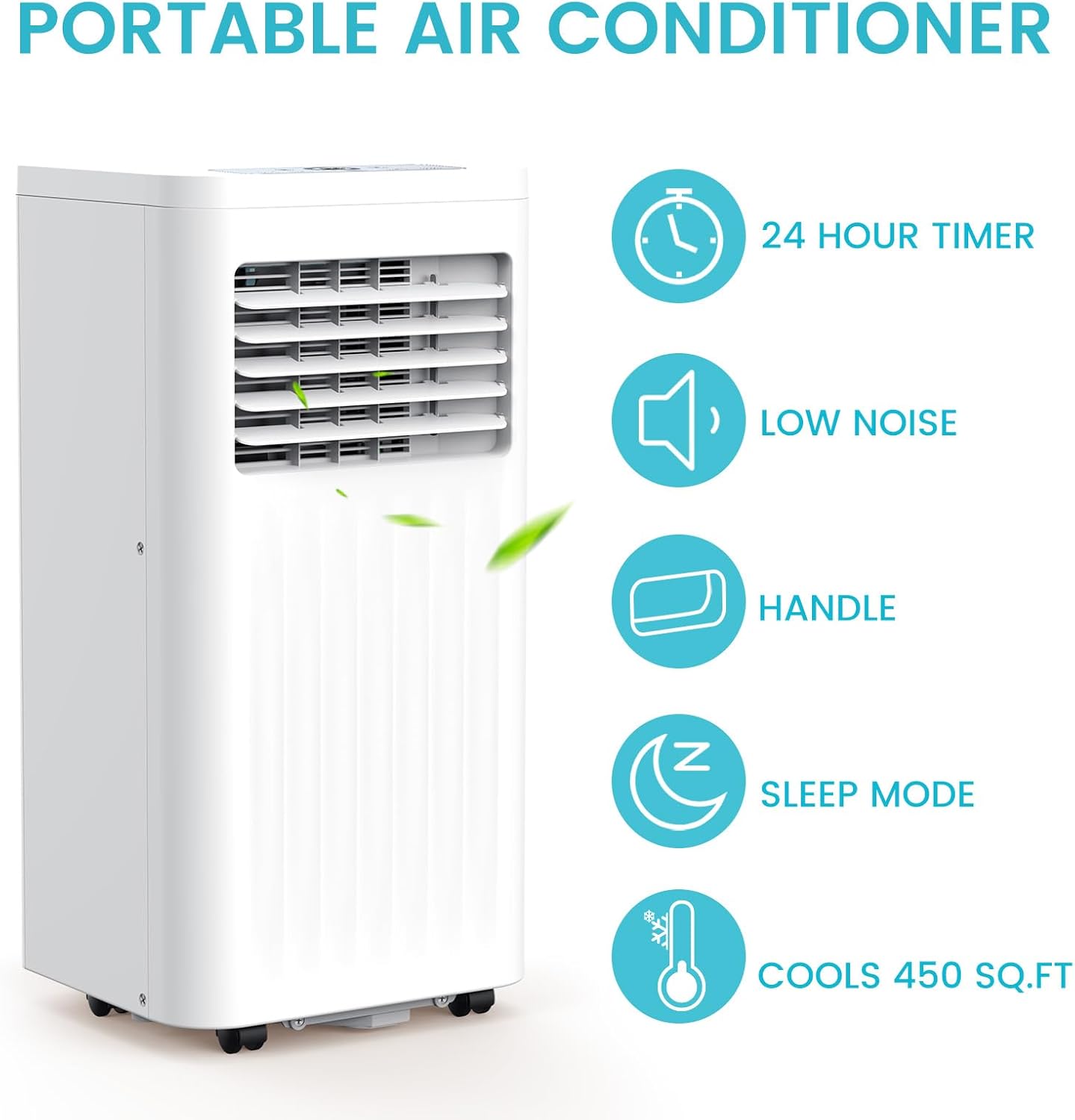 Antarctic Star Portable Air Conditioners Small Portable AC with Cooling, Fan, Dehumidifier Mode, 10,000 BTU, 24H Timer, Cooling up to 450 Sq.Ft. Window Kit Panel, 62ºF and 86ºF Temperature Range