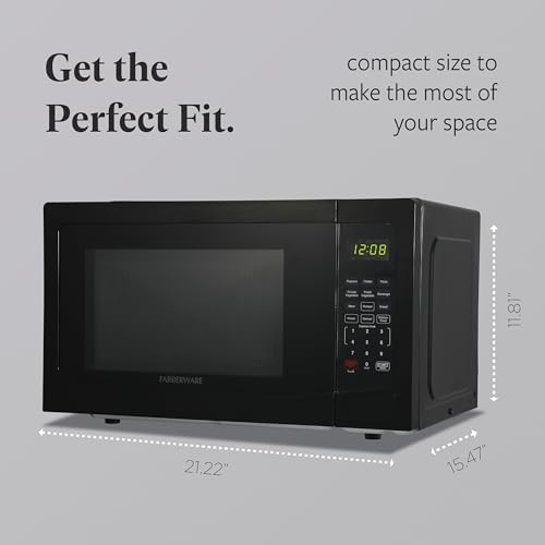 Farberware 1.1 Cu. Ft. Countertop Microwave Oven – 1000 Watts Power, Auto Cook Settings, Defrost, Easy Clean and Child Safety Lock - Black