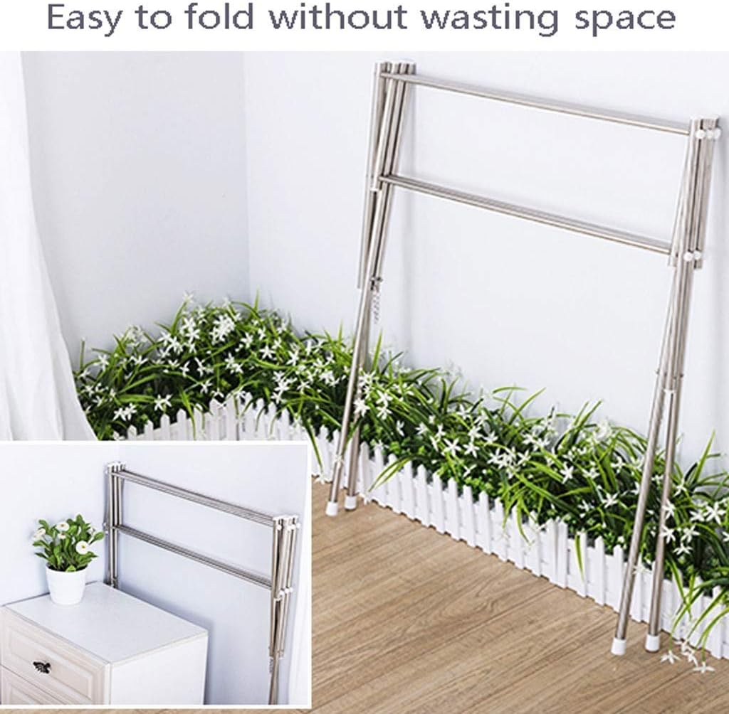 Clothes Drying RacksAirer Drying Rack 4 Tracks Folding Double Layer Clothes Airer 304 Stainless Steel Bathroom Towel Rail Balcony Strong Sturdy Dryer Space Saving beautif