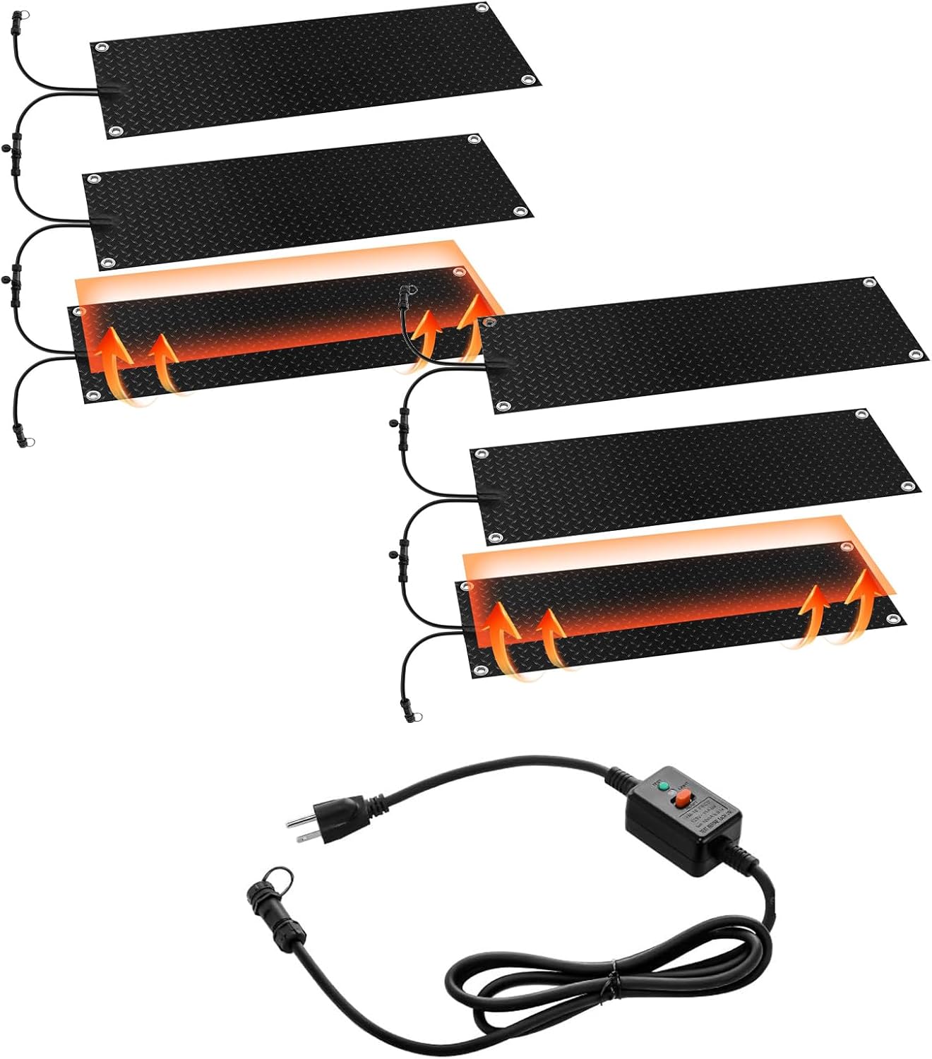 Outdoor Snow Melting Mats, Heated Snow Removal Mats with Timer, New Model Walkway and Staircase Heating Mats, Winter Removal Rubber Mats for Sidewalks, Stairs, Driveways, a(Size:21in*118in,Color:6PCS)