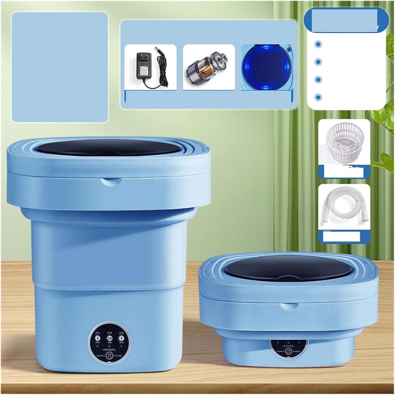 Mini Washing Machine, 13L Portable Folding Washing Machine with Dryer Bucket Socks Underwear Clothes Ultrasonic Mini Cleaning Washer Travel Dormitory,Underwear Washer