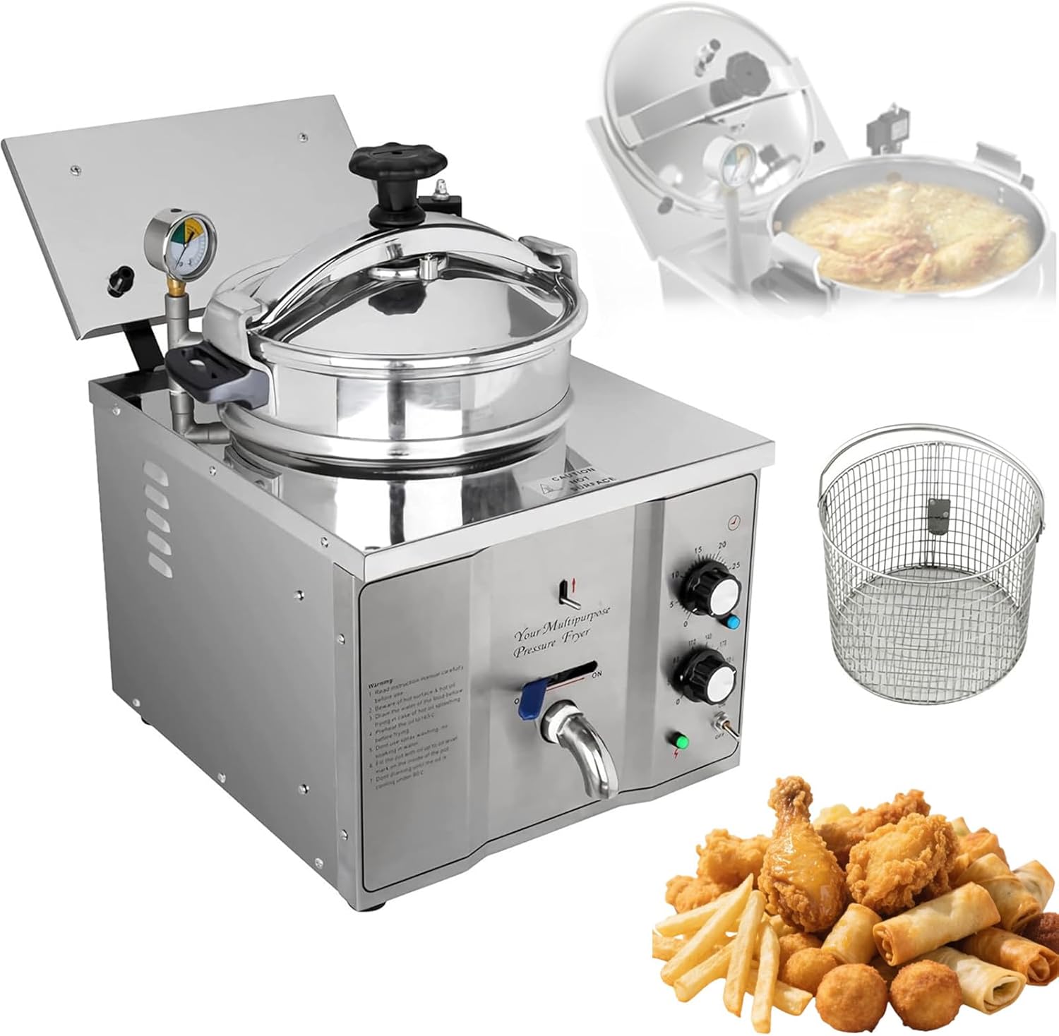 3000w Commercial Fryer, 16L Fried Chicken Machine, High Pressure Fried Chicken Stove, for Chicken/Meat/Fish/French Fries