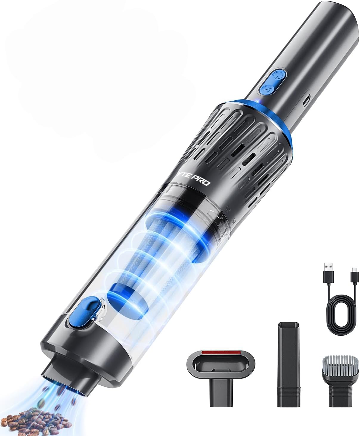 Handheld Vacuum Cordless Car Vacuum 3-in-1 Hand Held Vacuums USB Hand Vac Cordless Rechargeable One-Touch Empty for Cleaning Cars Offices Homes Pet Hair and Dust (Navy)