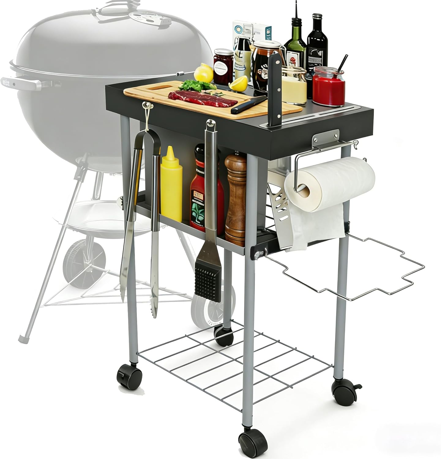 Grill Cart Table Accessories Outdoor Grilling Side Tables for 18