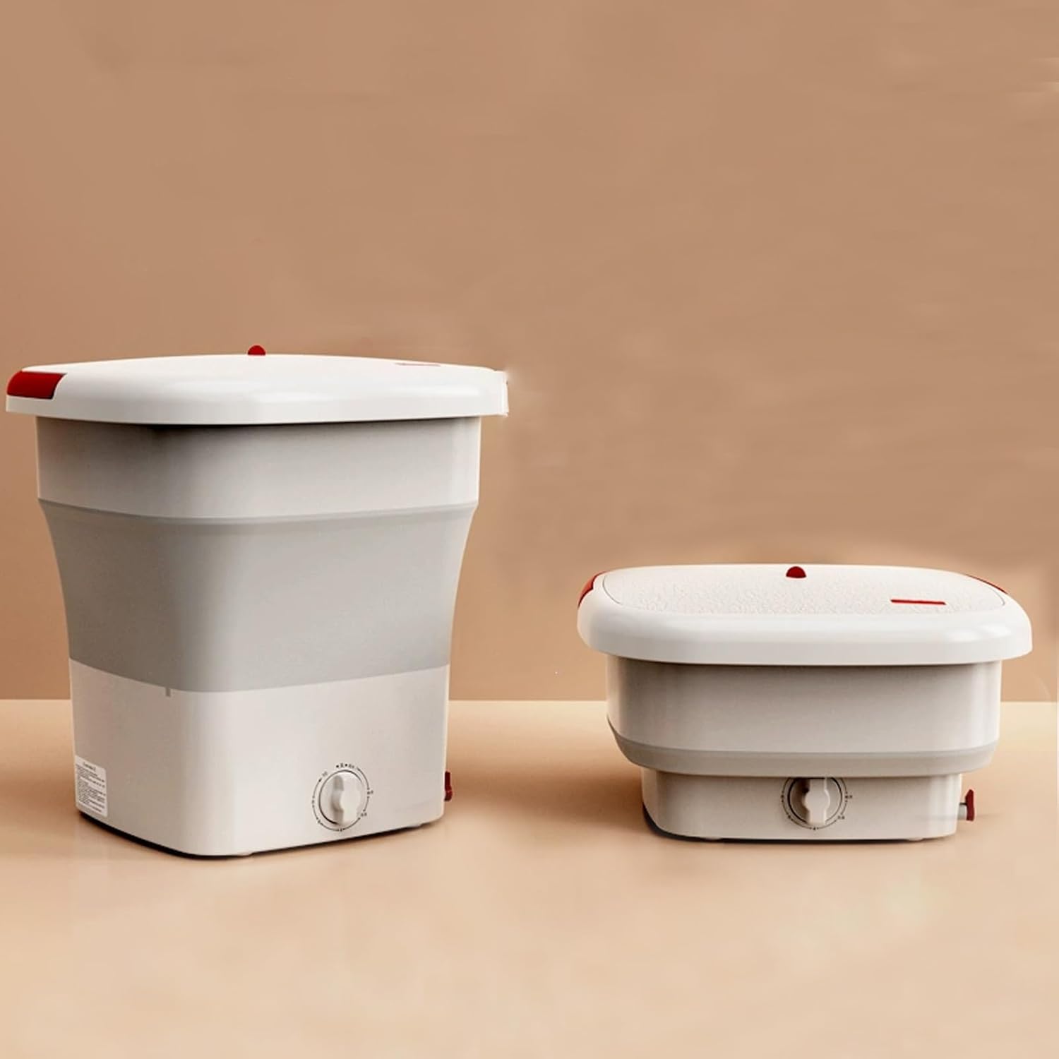 Portable Washing Machine, Upgraded 18L Mini Folding Washer, Small Collapsible Washing Machine with Drain Basket and Drain Pipe, for Underwear,Baby Clothes,Socks or Other Small Items(Pink)