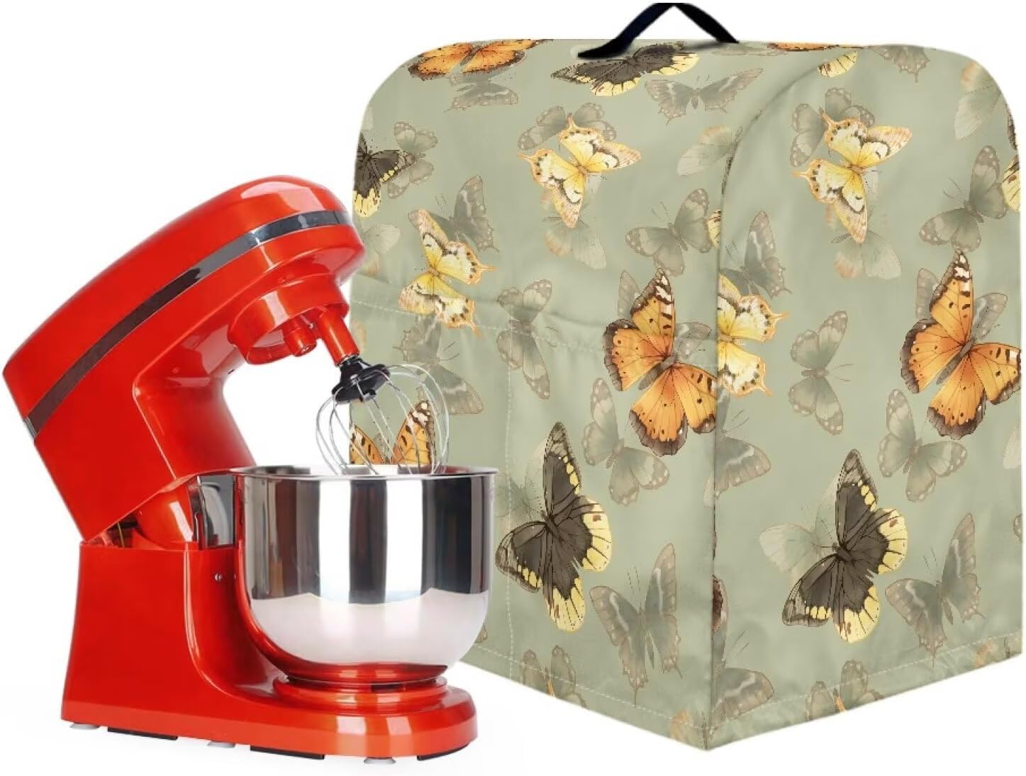 Stand Mixer Dust Cover, Mixer Accessories Stand Blender Dust Cover with Storage Pockets Portable & Large Capacity Blender Dust Cover for Home Decor Green Butterfly