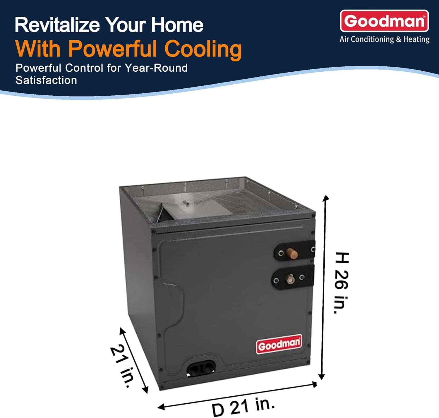 2.5 Ton 14.3 SEER2 Goodman Upflow/Downflow Air Conditioner System with Models GLXS4BA3010 and CAPTA3026C3