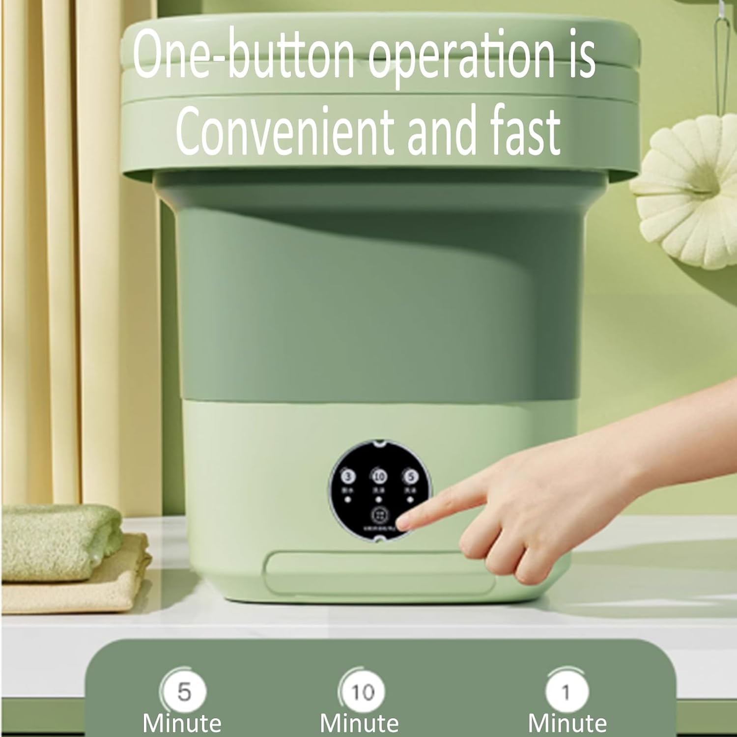 Mini Portable Washing Machine, Folding Washing Machine, Laundry Machine with 3 Modes Deep Cleaning Half Automatic Washt, for Camping, Rv, Travel, Small Spaces (Color : Green, Size : 6L)