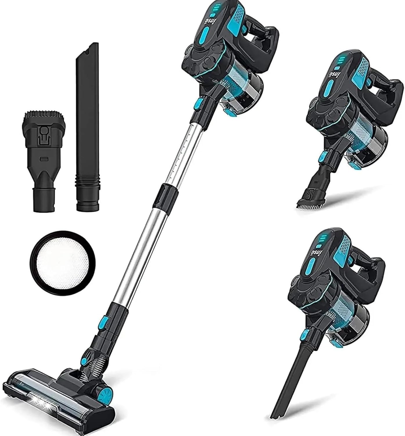 Compatible With INSE V70 Cordless Vacuum Cleaner, 16KPa Suction Power, 10-in-1 Multi-Surface Stick Vacuum, 40min Runtime For Hardwood Floor Carpet Pet Hair Home Car Cleaning(V70 Blue)