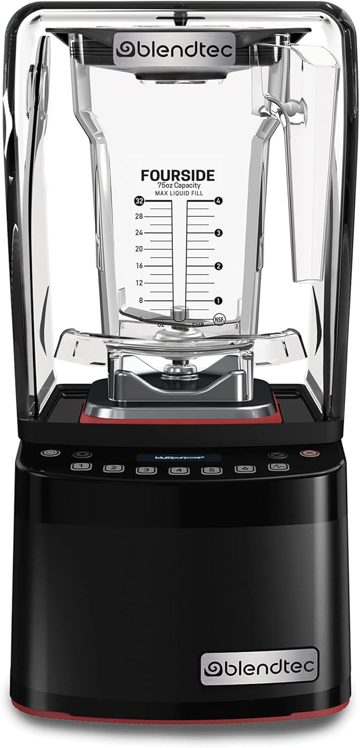 Blendtec Stealth X 885 - Brushless Commercial-Grade Blender with Sound Enclosure - FourSide Jar with Soft Lid - Black