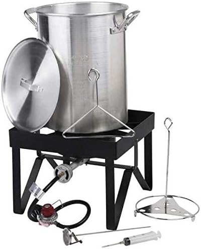 30 Qt. Deluxe Aluminum Turkey Deep Fryer Kit Steamer Pot Propane LP