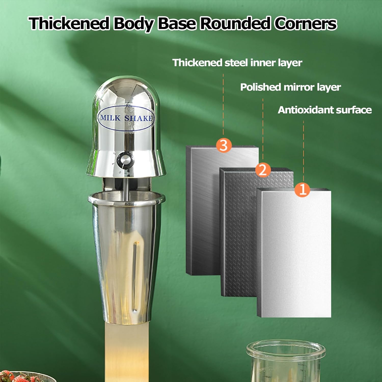 Commercial Milkshake Maker with 4 x 800ml Cups, 180+180W Motor Stainless Steel Drink Mixer Blender Intelligent Microswitch 2 Speed 18000r/min Milkshake Mixer