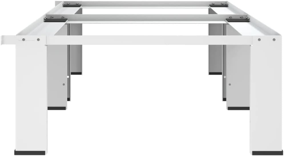 vidaXL Sturdy Steel Washing Machine Pedestal with Pull-Out Shelf, Universal Fit for Standard Machines, Floor Protection Rubberised Feet, White.