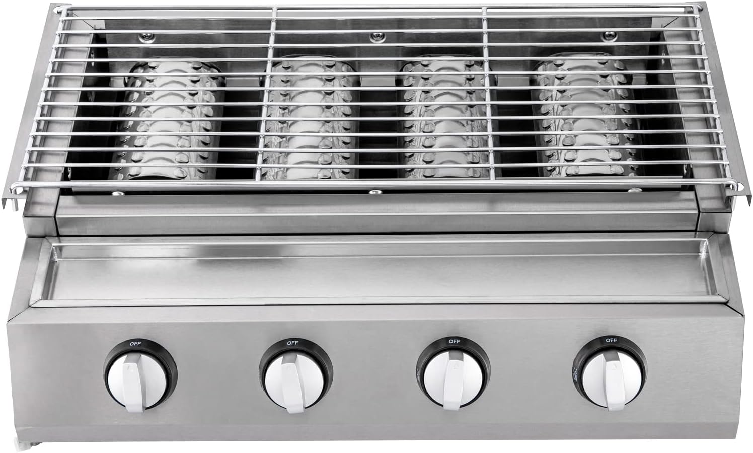 Small Gas Barbecue Grill,Stainless Steel Gas BBQ Grill with 4 Burner Switches and Lift Rack,Portable Propane Gas Grill Camp BBQ Grill for Backyard Garden Patio Balcony Outdoor (22.8x15.7x7.9inch)