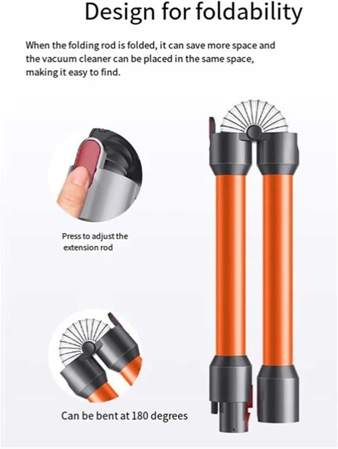 Compatible For Dyson，V6V7V8V10V11V15 Replacement Extension Rod Metal Folding Tube Straight Pipe Bar Handheld Wand Tube Vacuum Cleaner Part