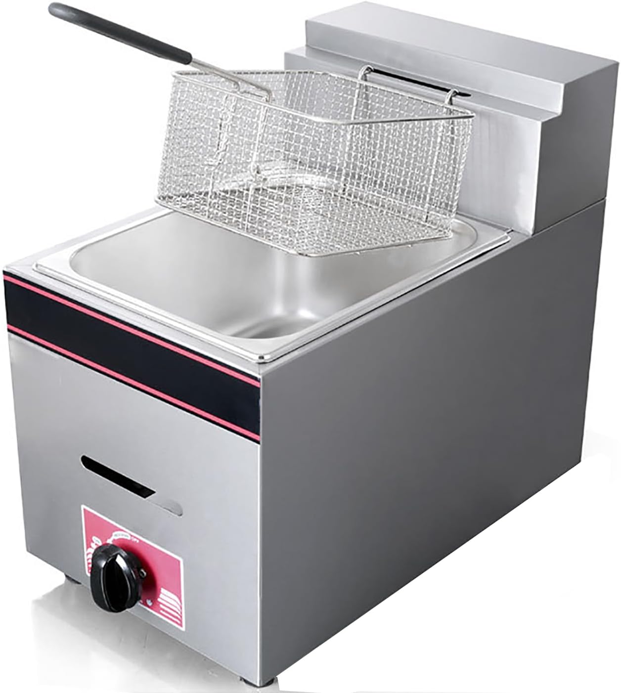 Deep Gas Fryer, 10L Single Fat Tank, Adjustable Firepower, Small Stainless Steel Lpg Fryer, Easy Clean for Home Outdoor Picnic,